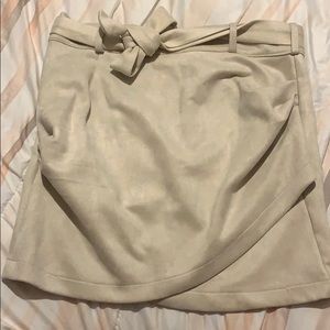 Suede Ruched Irregular Mini Skirt